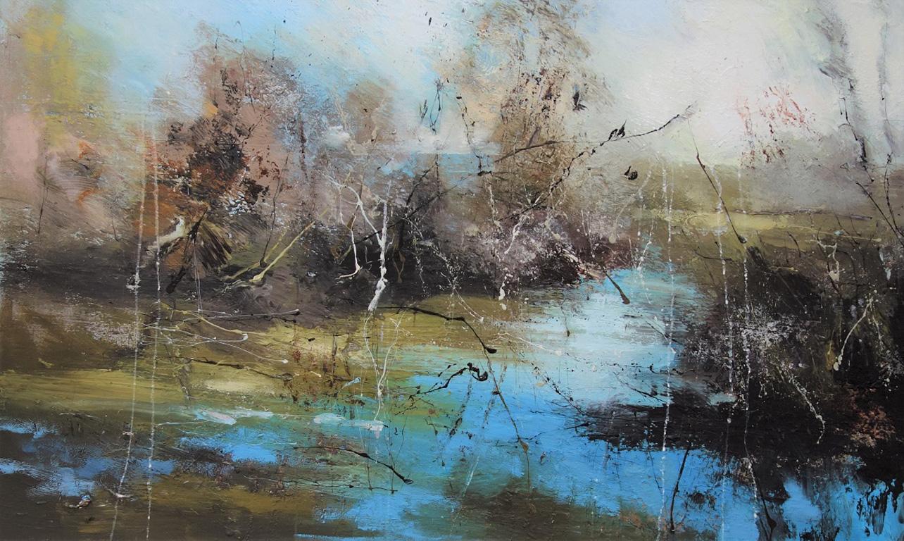 Claire Wiltsher Abstract Painting - Lost in Reflection VIII - contemporary abstract landscape oil painting canvas