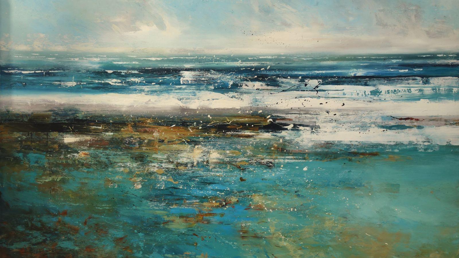 Landscape Painting de Claire Wiltsher - Arrecife - Paisaje Figurativo Británico / Pintura al Óleo sobre Lienzo