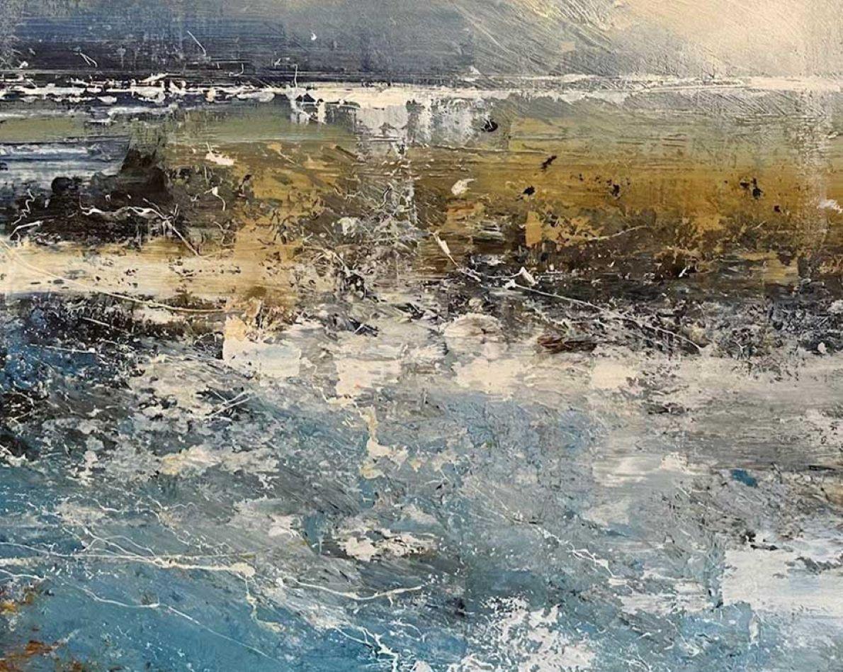 Sea Scars - Figurative British Landscape / Oil Paint on Canvas - Painting by Claire Wiltsher