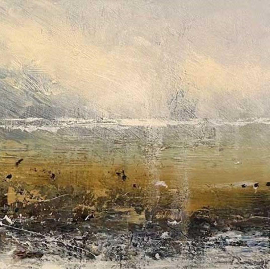 Cicatrices marinas - Paisaje figurativo británico / Pintura al óleo sobre lienzo - Painting Contemporáneo de Claire Wiltsher