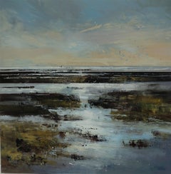 Silver Light III - Contemporary Coastal Landscape: Oil Paint on Canvas