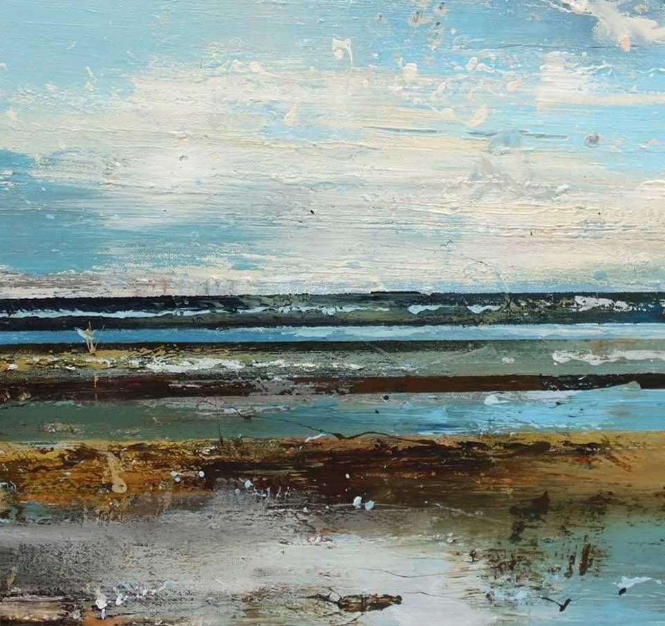 Marea di primavera - Paesaggio figurativo britannico / Pittura a olio su tela - Painting di Claire Wiltsher