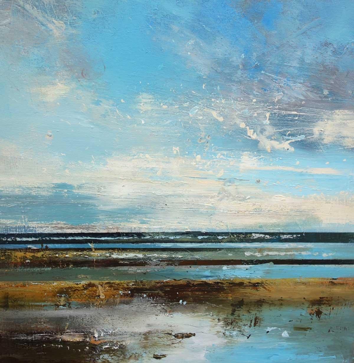 Claire Wiltsher Landscape Painting - Spring Tide - Figurative British Landscape / Oil Paint on Canvas