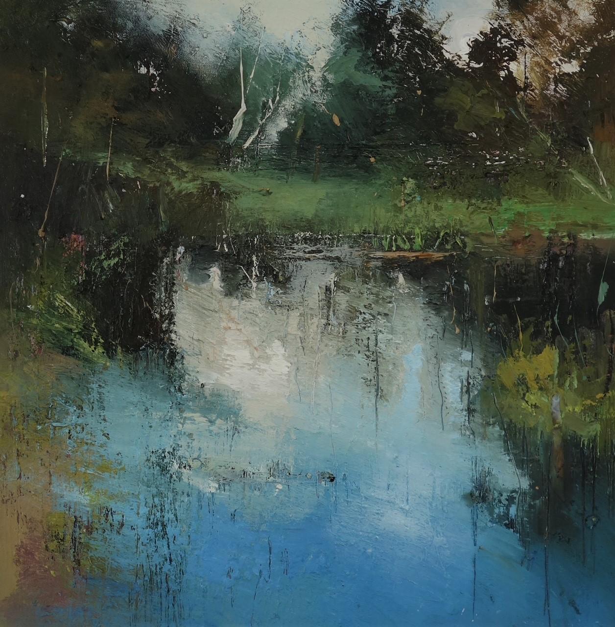 Claire Wiltsher Landscape Painting - Summer Twilight - Contemporary British Landscape: Oil Paint on Canvas