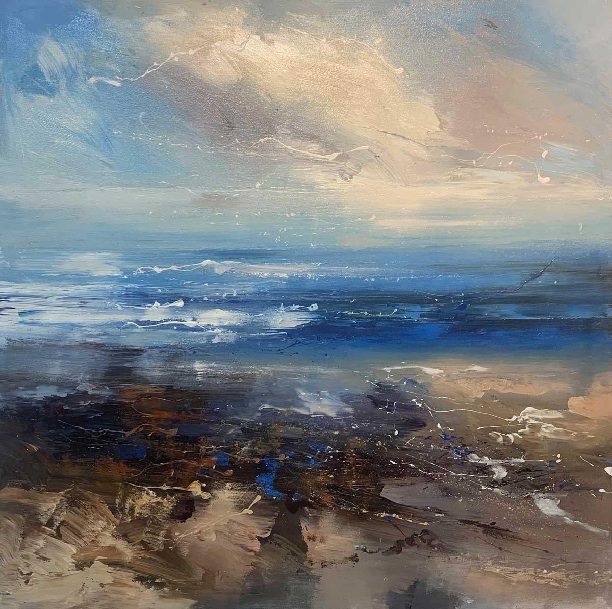 Claire Wiltsher Landscape Painting - The Wave - Contemporary British Seascape: Oil Paint on Canvas