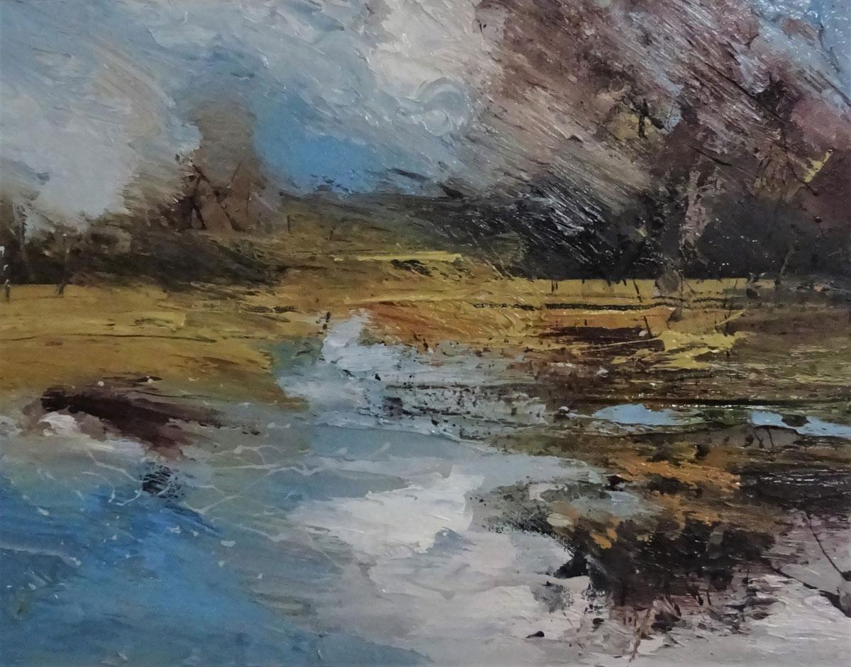 Claire Wiltsher Landscape Painting - Winter New  Forest - contemporary abstract landscape oil painting