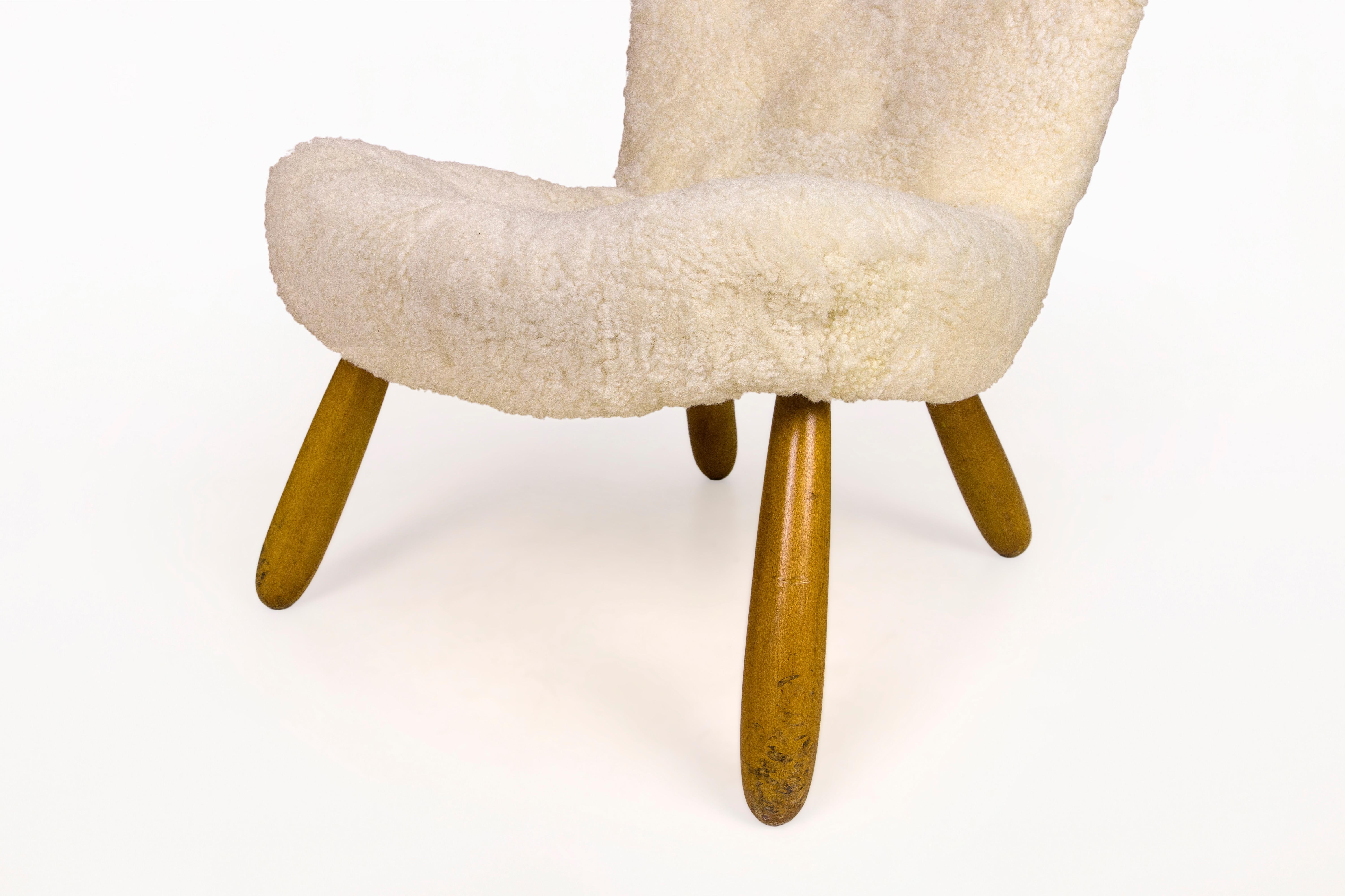 Sheepskin Clam Chair by Philip Arctander, circa 1940, Denmark