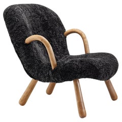 Used “Clam Chair" in Sheepskin by Arnold Madsen for Madsen & Schubell, Denmark, 1944
