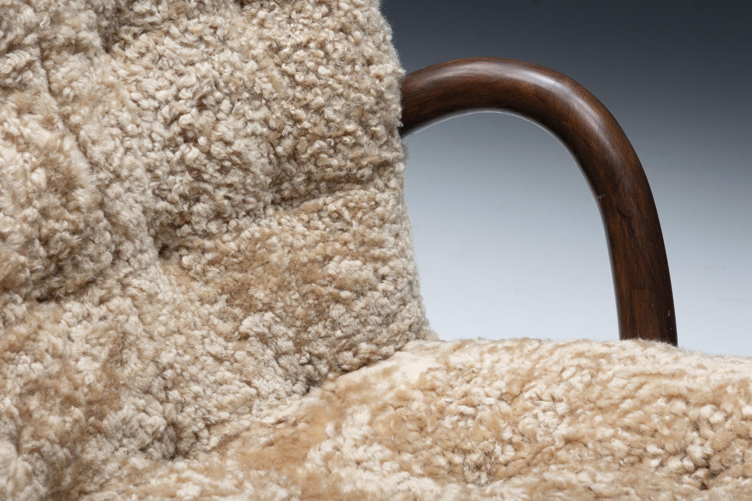 Clam Chair in Sheepskin by Philip Arctander, Denmark, 1944 For Sale 3
