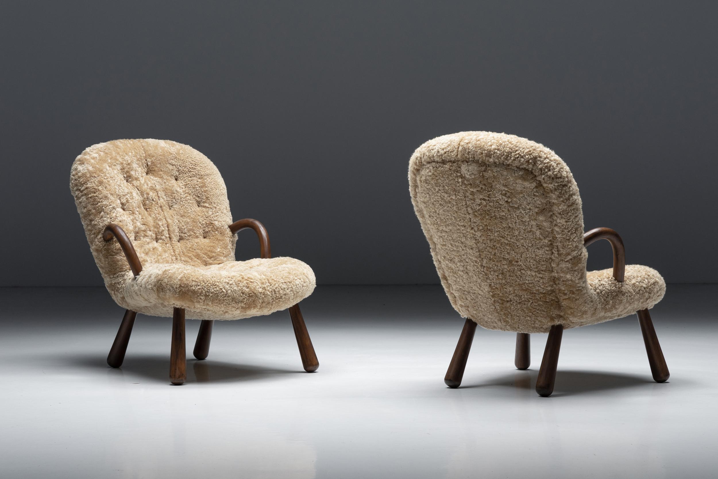 lam-Stuhl aus Schafsleder von Philip Arctander, Dänemark, 1944 (Skandinavische Moderne) im Angebot