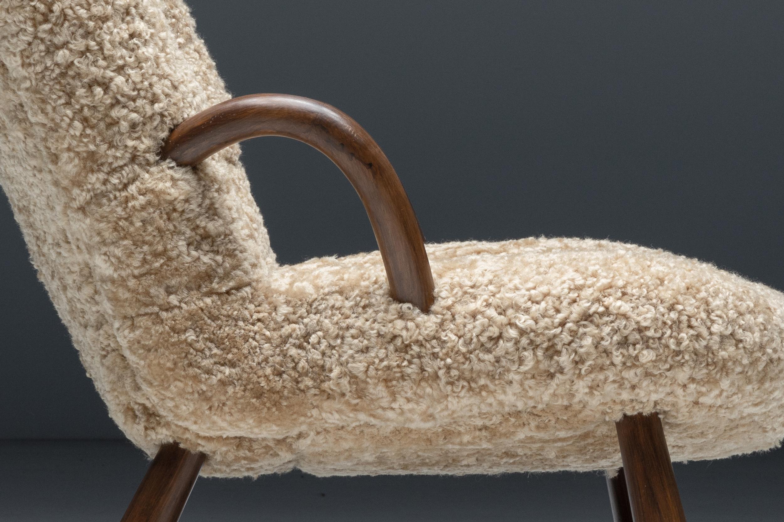 Clam Chair in Sheepskin by Philip Arctander, Denmark, 1944 For Sale 1