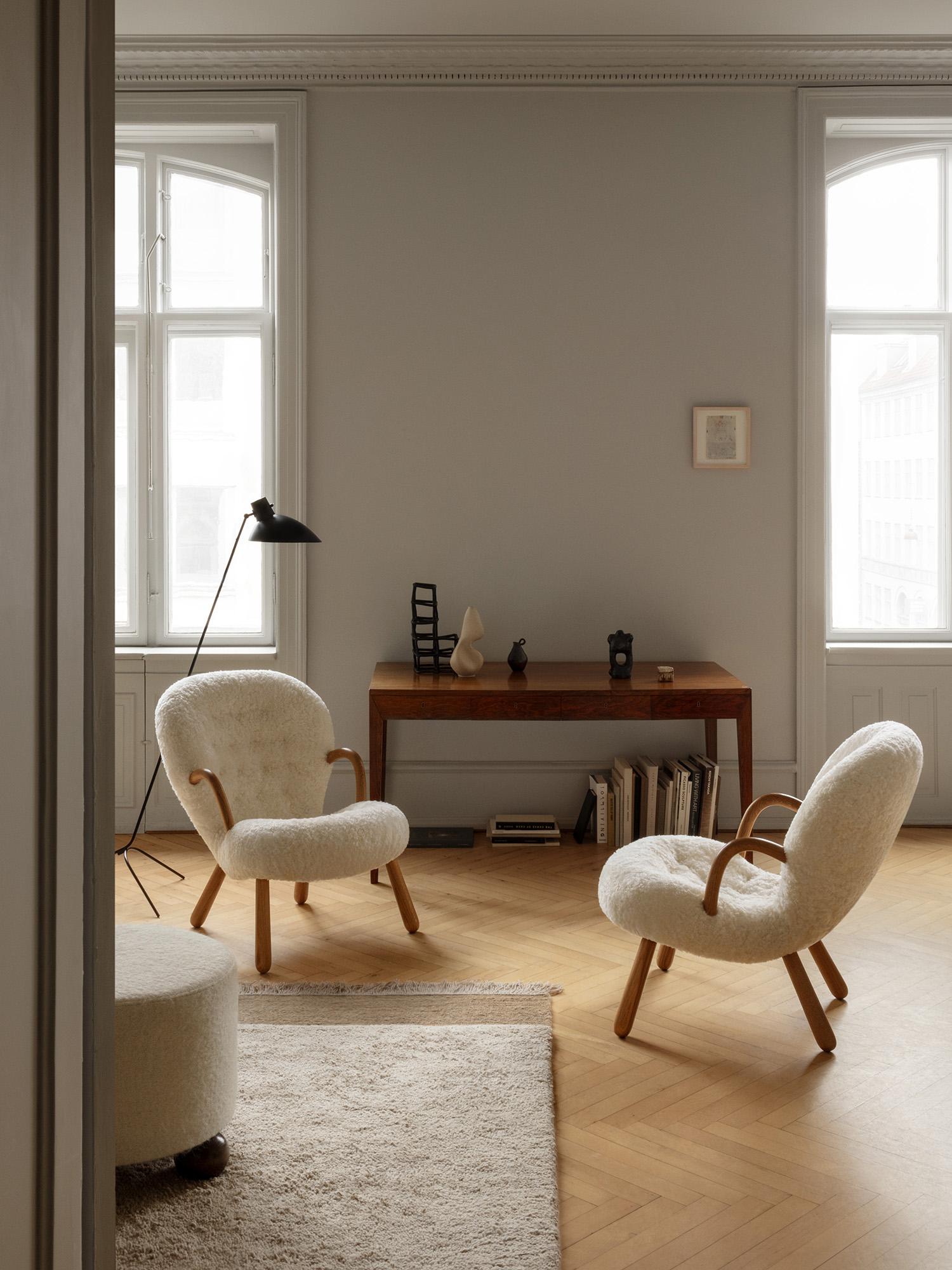 Clam Chairs by Arnold Madsen in Boucle Fabric - New Edition For Sale 1