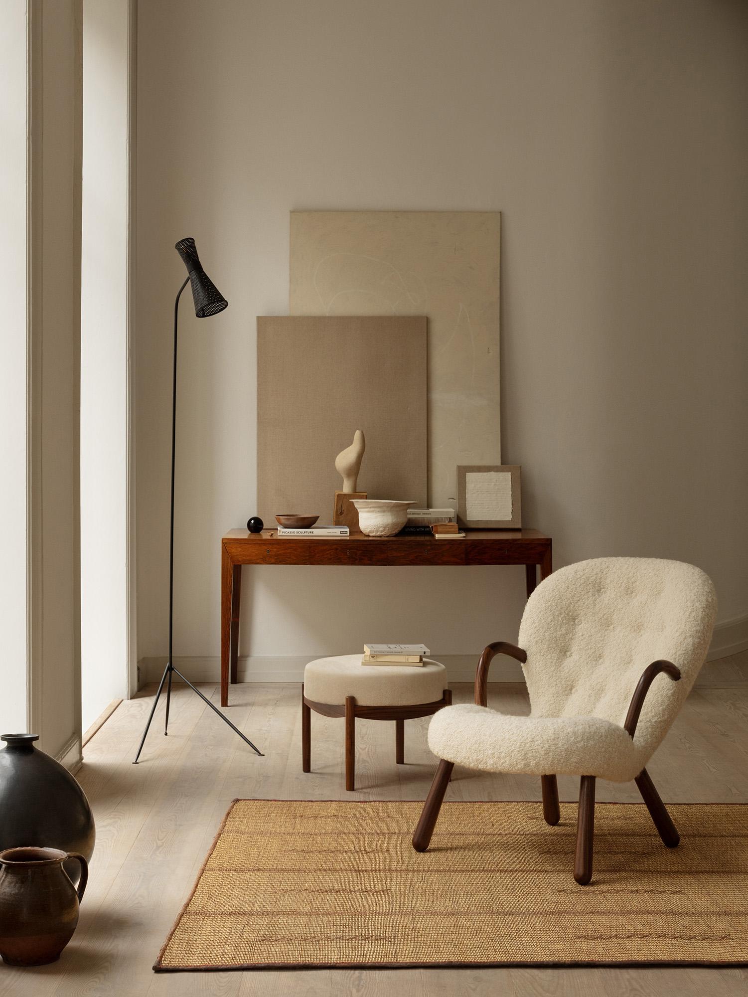 Sheepskin Clam Chairs by Arnold Madsen in Boucle Fabric - New Edition For Sale