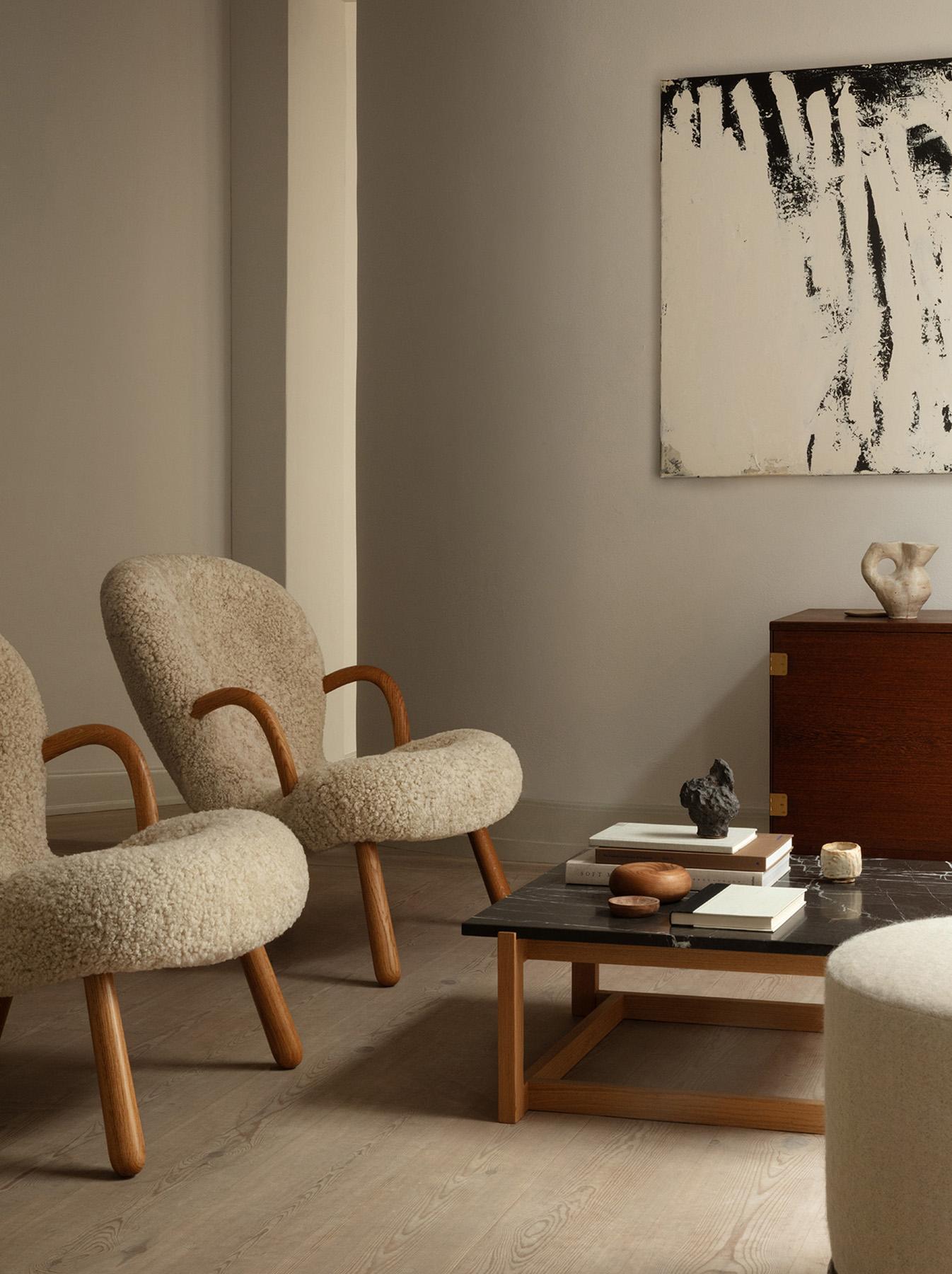 Clam Chairs by Arnold Madsen in Boucle Fabric - New Edition For Sale 2