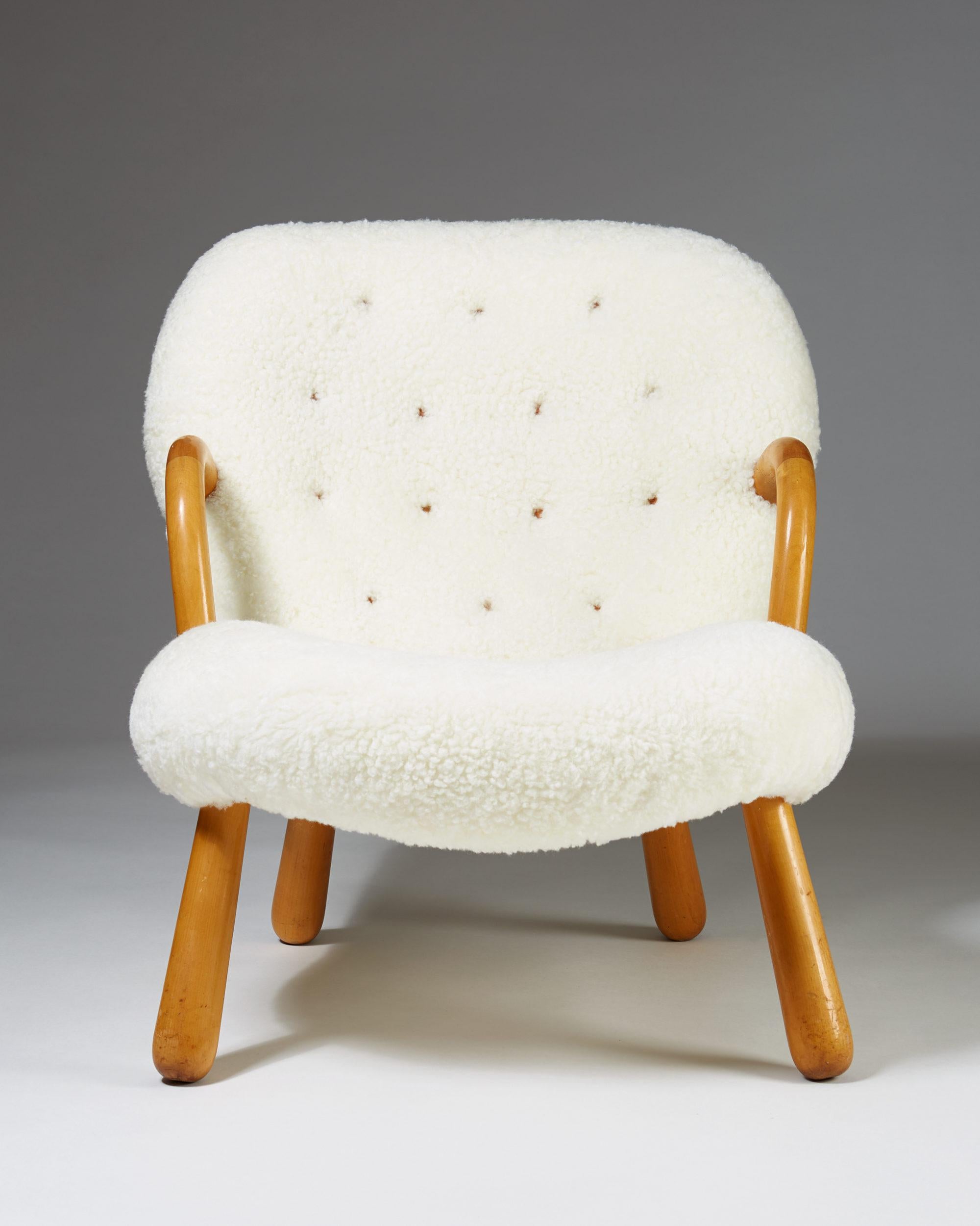 Scandinavian Modern “Clam” Easy Chair Designed by Philip Arctander, 	Denmark, 1944