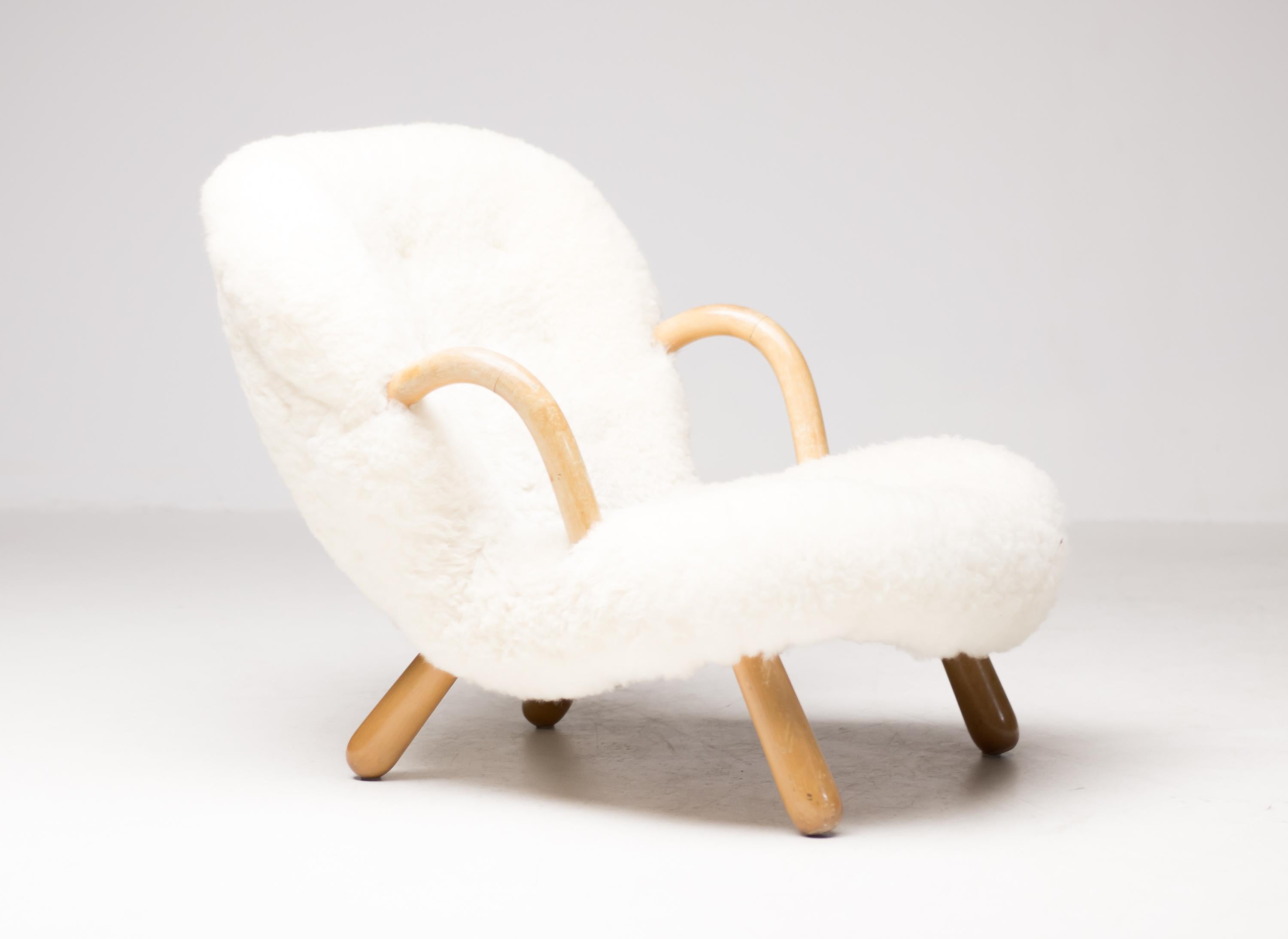 Scandinavian Modern “Clam” Easy Chair Designed by Philip Arctander, Denmark, 1944