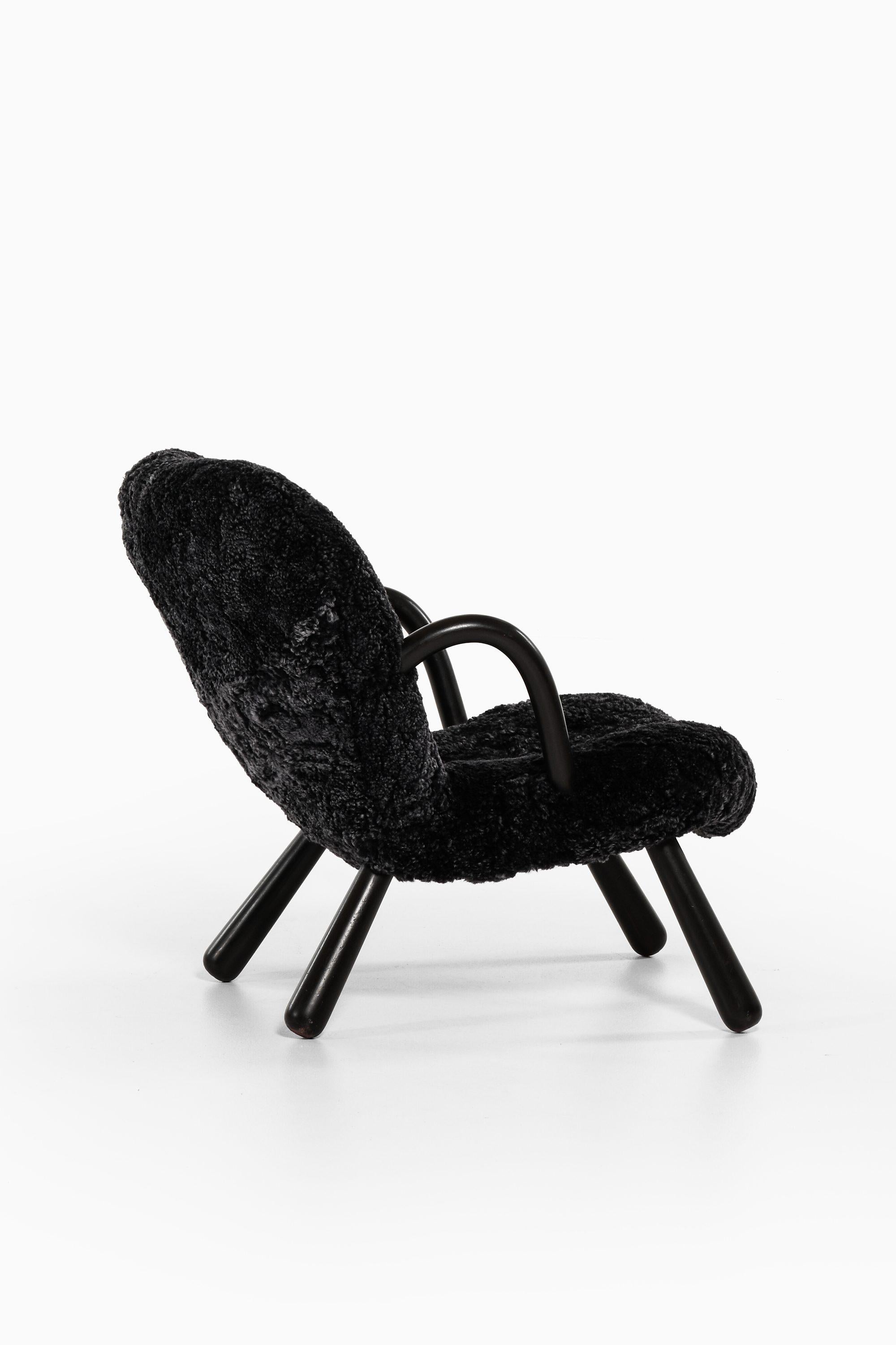 Danese Sedia Clam Easy in Wood Wood nero e pelle di pecora di Arnold Madsen, 1944 in vendita