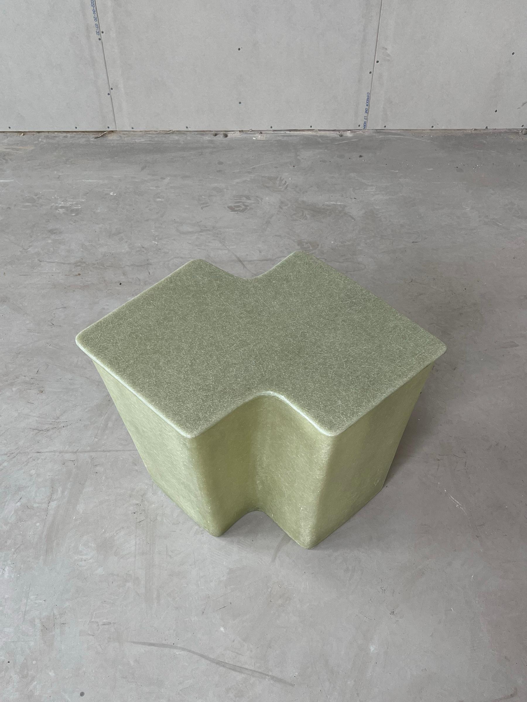 Brutalist Clam Low by VAVA Objects, handcrafted fiberglass side table made in Sweden For Sale