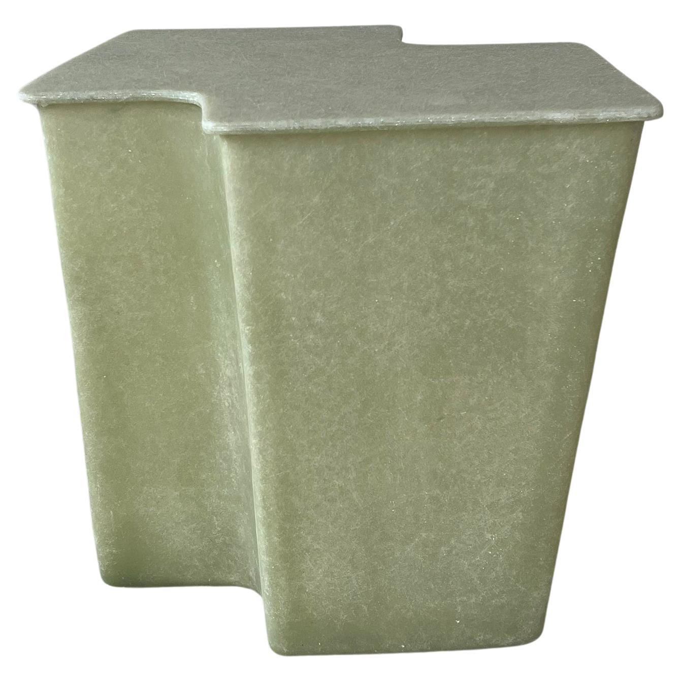 Clam Small Side Table in Raw Green, handcrafted in fiberglass by VAVA Objects