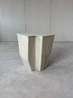 Clam Medium Side Table in Raw Moon, handcrafted in fiberglass by VAVA Objects