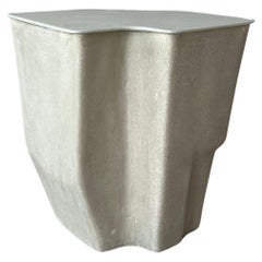 Clam Medium Side Table in Raw Moon, handcrafted in fiberglass by VAVA Objects