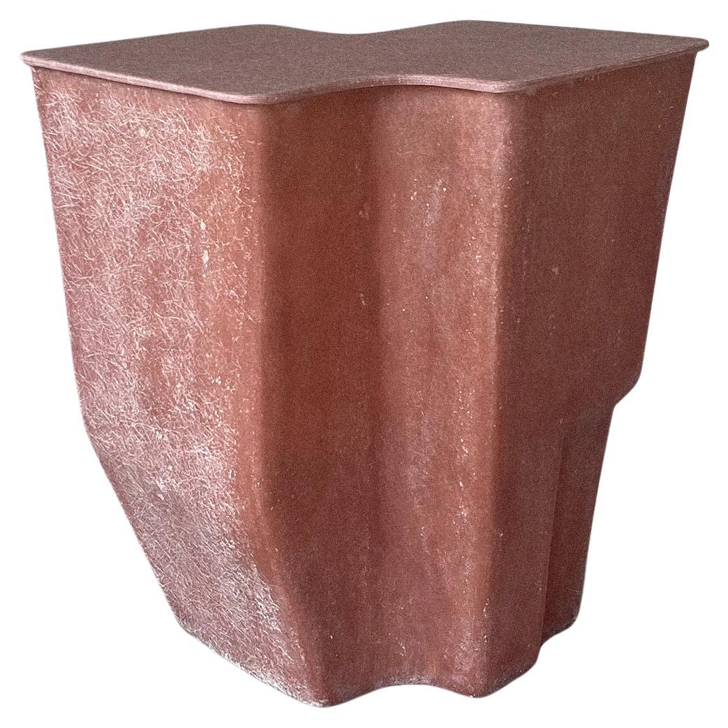 Clam Medium Side Table in Dark Coral, handcrafted in fiberglass by VAVA Objects