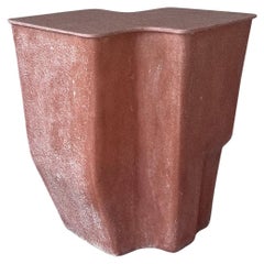 Clam Medium Side Table in Dark Coral, handcrafted in fiberglass by VAVA Objects
