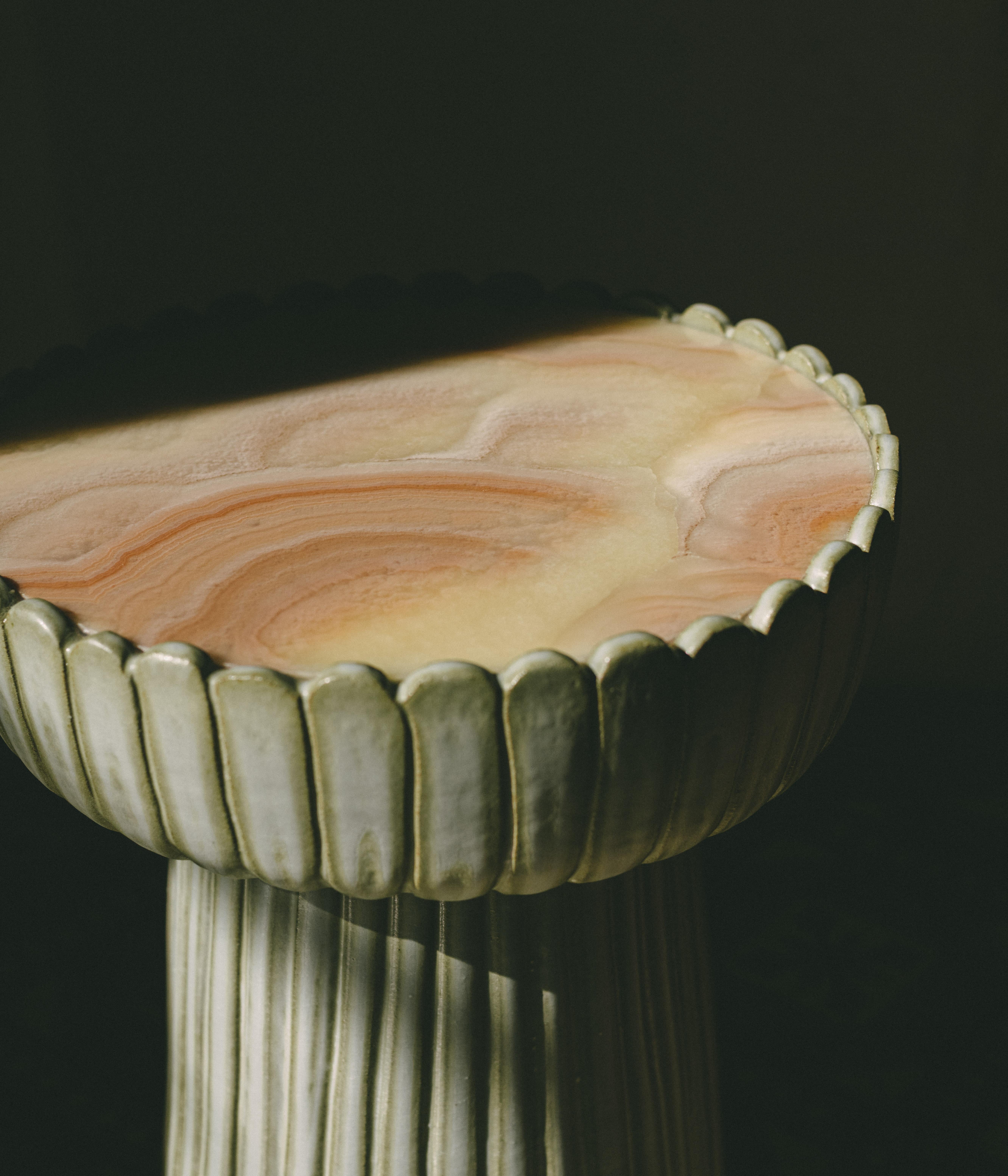 Dominican Clam Pink Onyx Side Table by Casa Alfarera For Sale