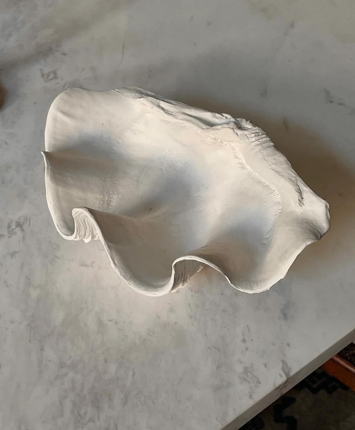 Ispirati all'eleganza naturale delle conchiglie, i pezzi sono realizzati in resistente gesso ceramico e vengono lavorati a mano dallo scultore per ottenere la forma finale. Realizzato a mano in un atelier di scultura a Praga, fonde curve organiche e