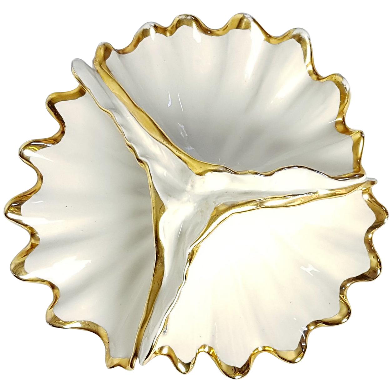 Clam Shell Porcelain Bowl by Capodimonte, Italy For Sale