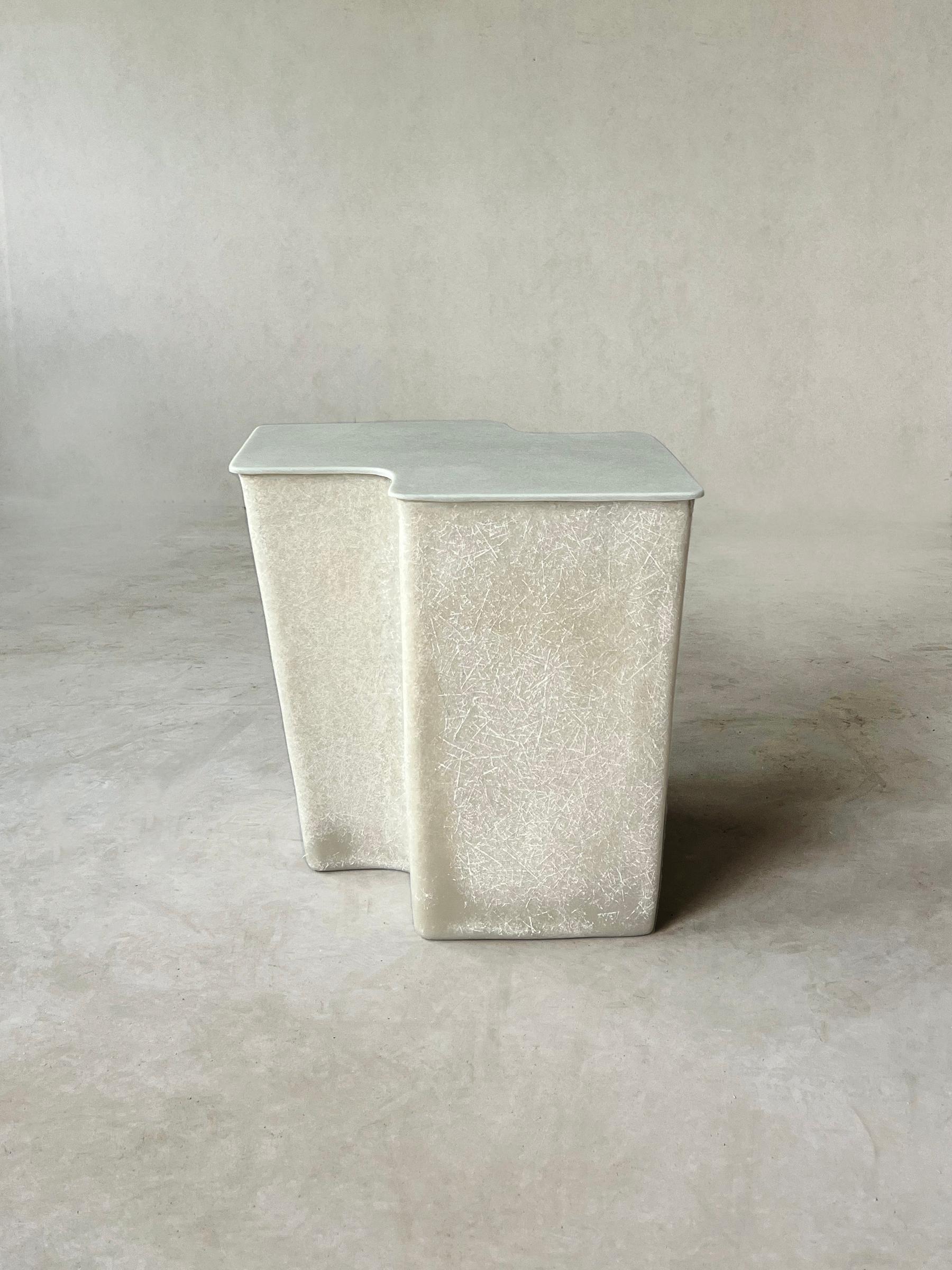 Swedish Clam Small Side Table in Raw Moon, handcrafted by VAVA Objects For Sale