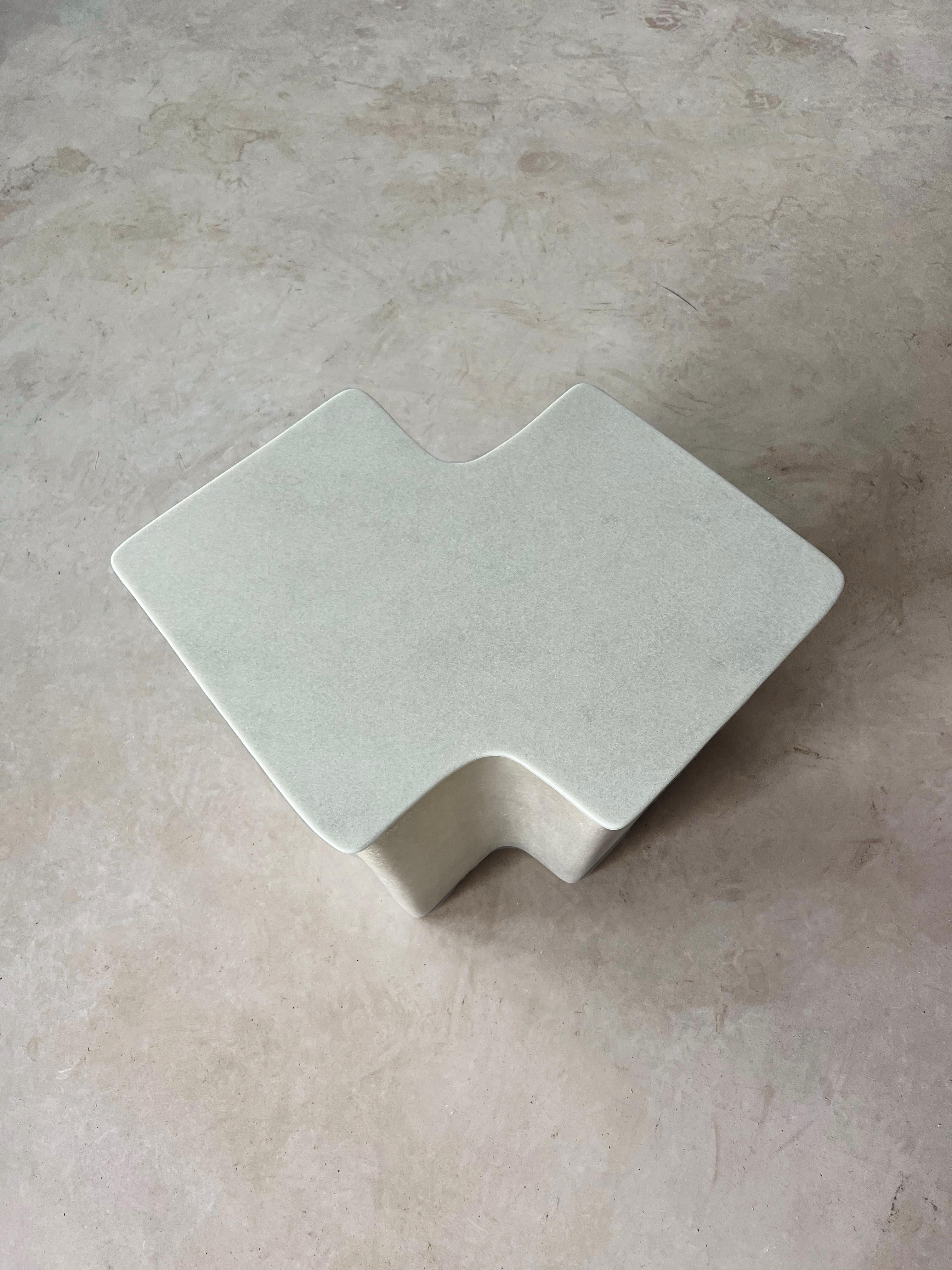Hand-Crafted Clam Small Side Table in Raw Moon, handcrafted by VAVA Objects For Sale