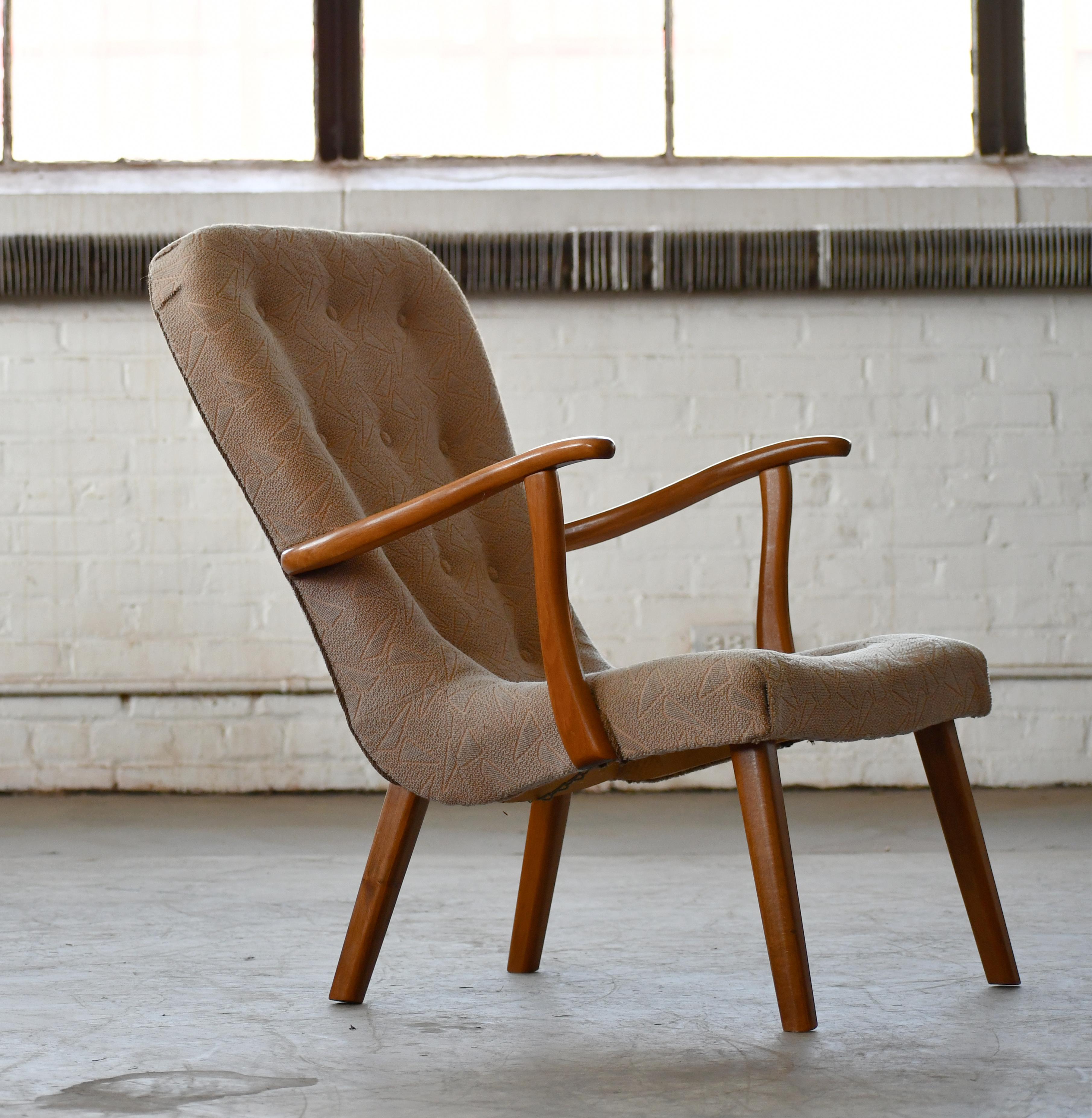 Clam Style Lounge Chair Danish Midcentury 1950s 6