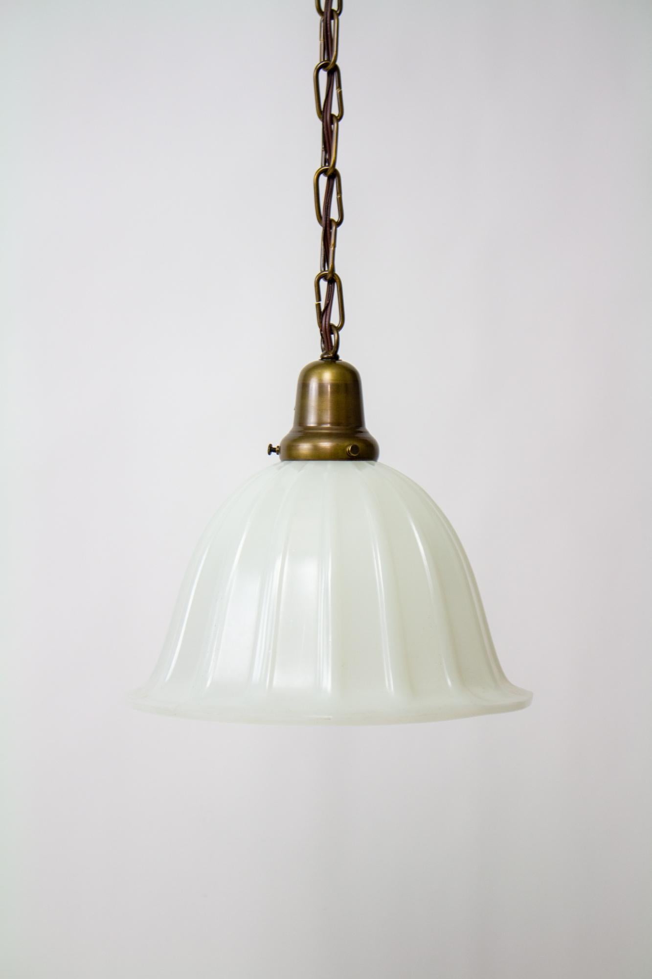American Classical Clambroth Glass Bell Pendant Light