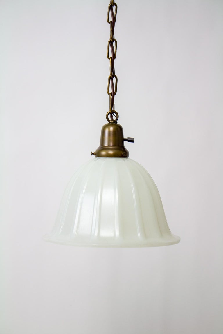 Clambroth Glass Bell Pendant Light For Sale at 1stDibs