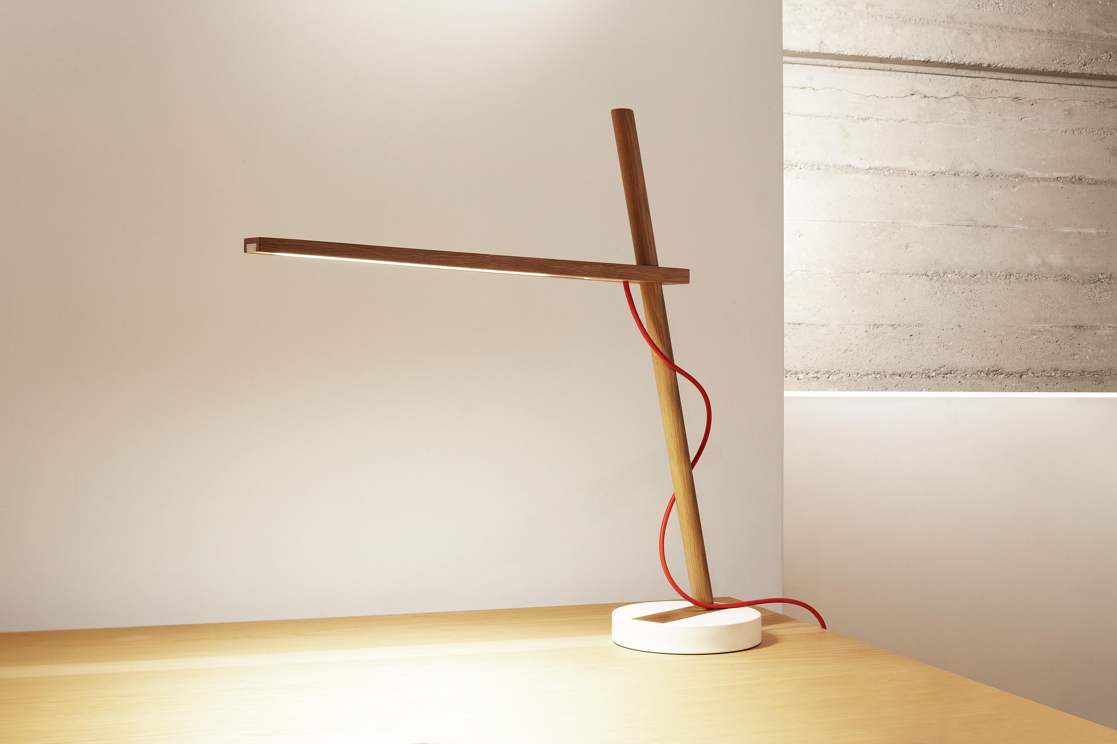 Modern Clamp Freestanding Table Lamp in White Oak by Pablo Designs