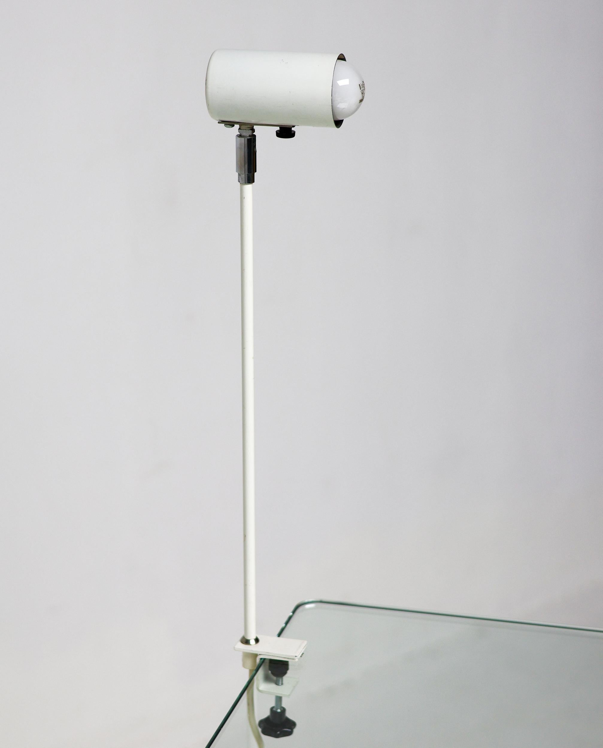Aluminum Clamp Lamps Modern Bauhaus style in White ideal for Library or Bookcase For Sale