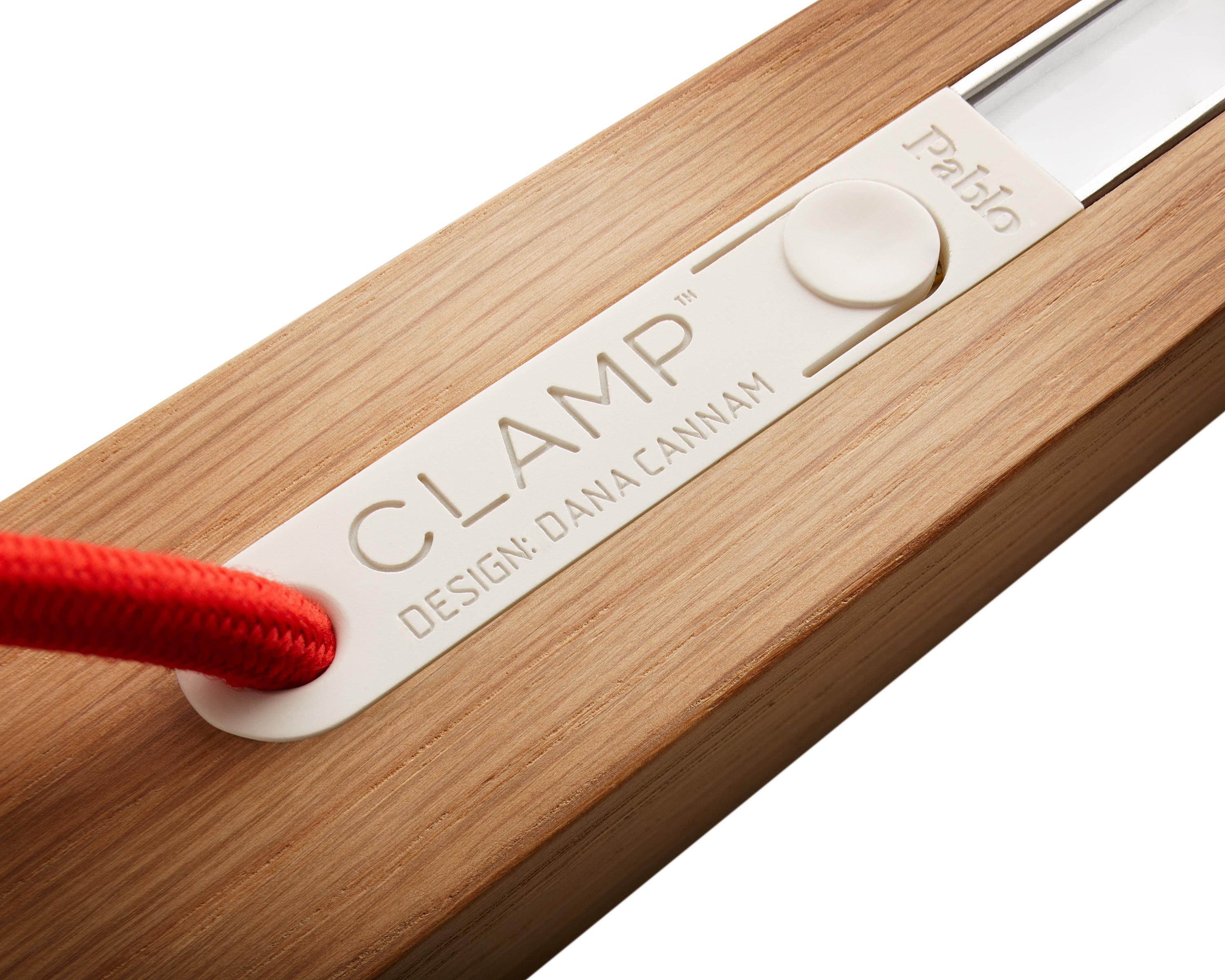 Fabric Clamp Table Lamp in White Oak by Pablo Designs