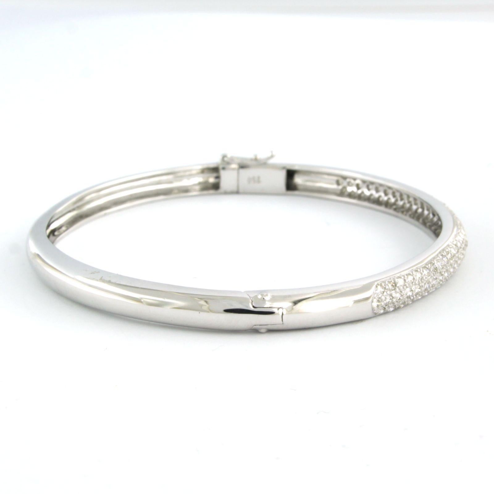 Moderne Bracelet Clamper avec diamants taille brillant jusqu'à 1.20ct or blanc 18k en vente
