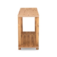 Mesa consola de madera de teca con tablero de 39 pulgadas, diseño contemporáneo - Colección Clan