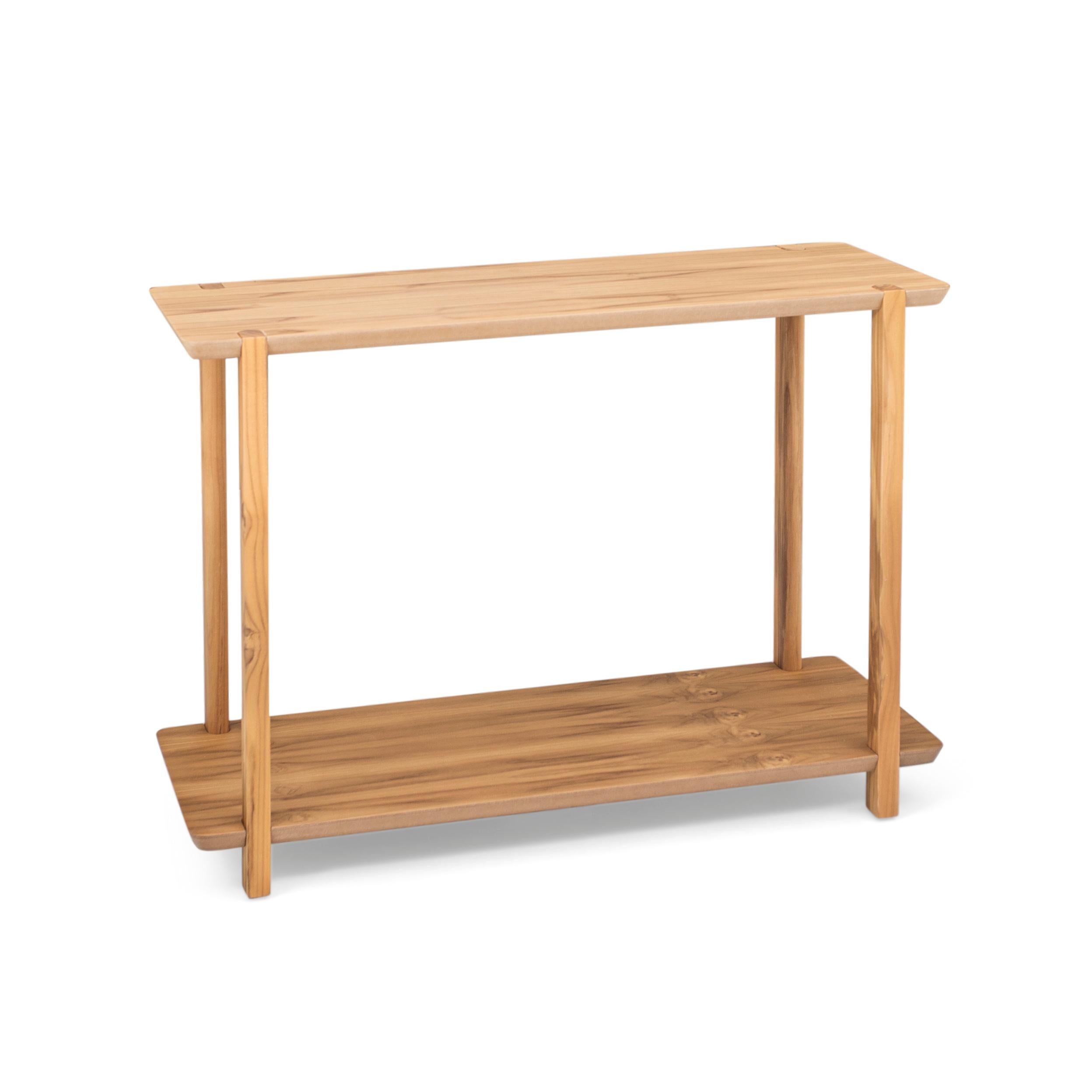 Brazilian Clan Contemporary Console Table in Teak Wood Finish 39'' For Sale