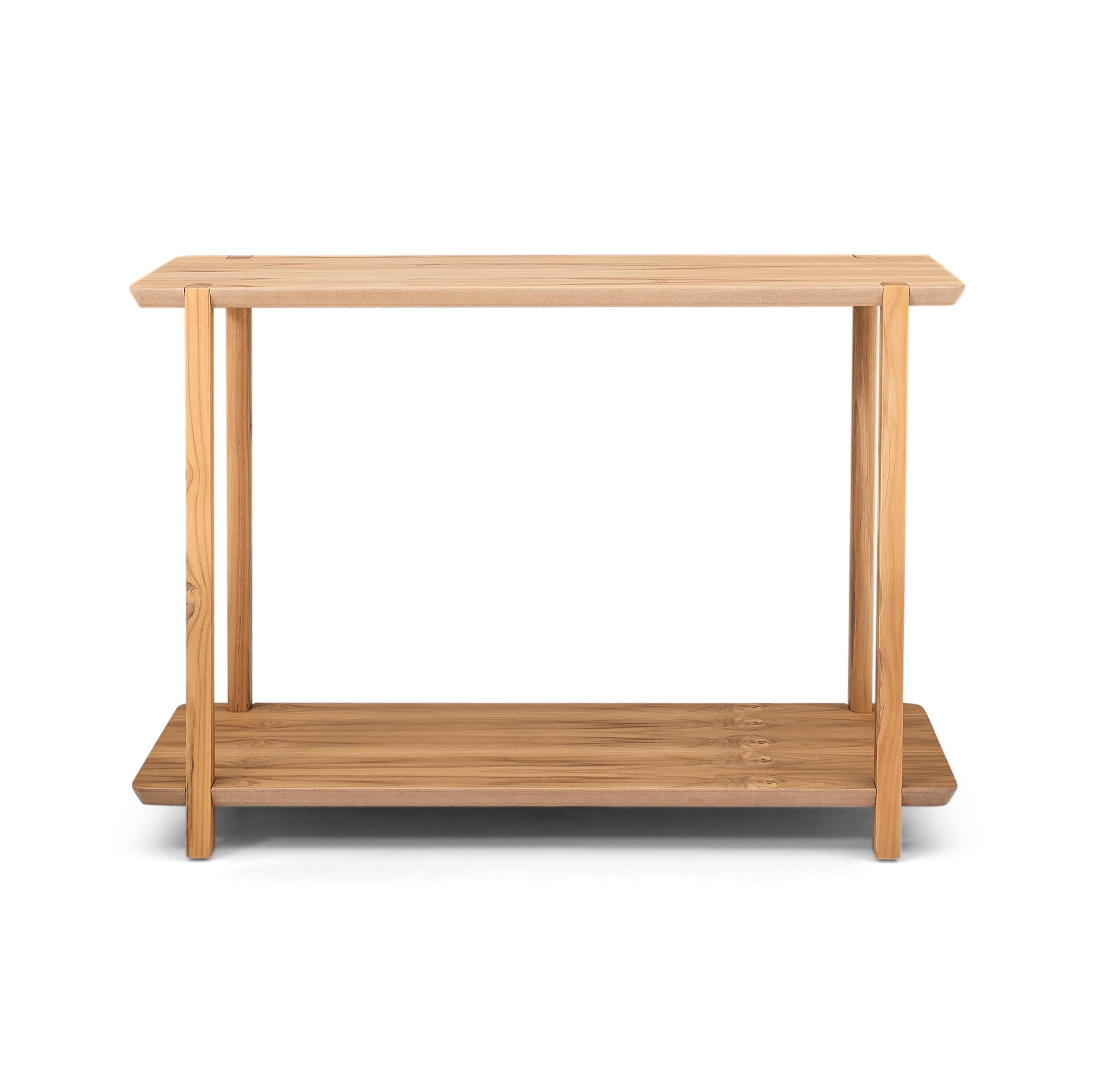 Modern Teak Wood Console Table with 39-Inch Top, Contemporary Design - Clan Collection For Sale