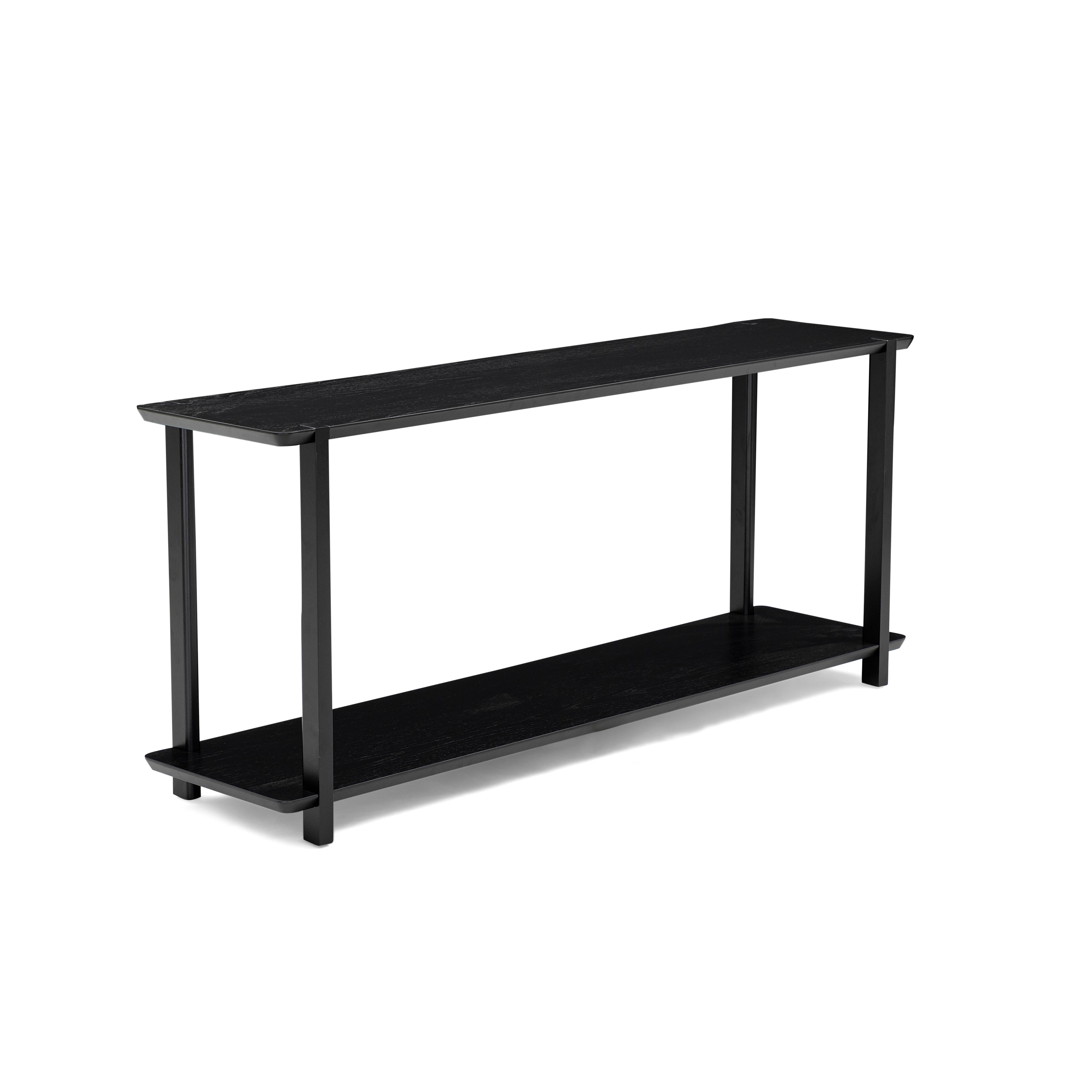 Contemporary Clan Console Table in Black Wood Finish 63'' For Sale
