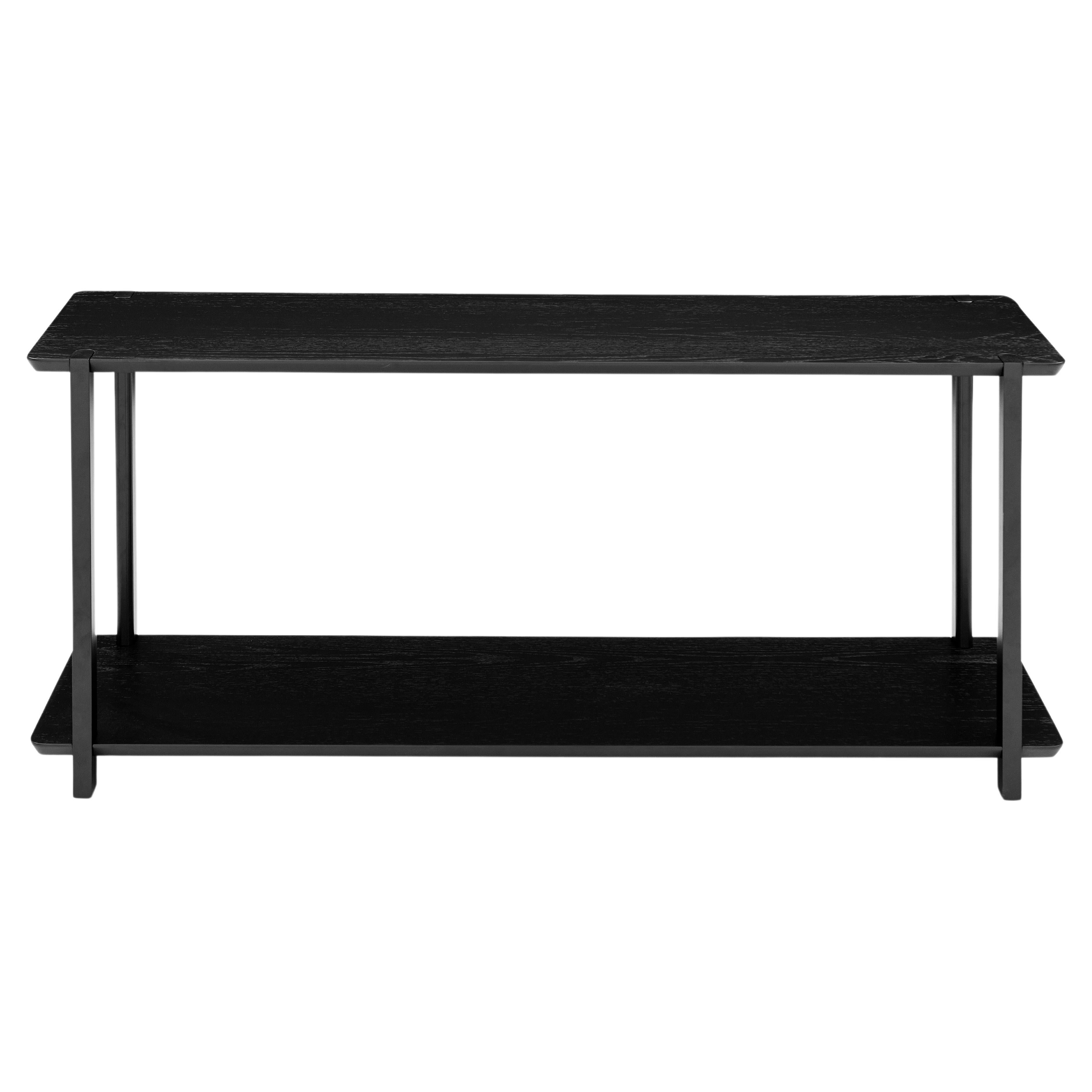Clan Console Table in Black Wood Finish 63'' For Sale