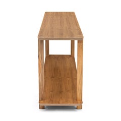 Mesa consola minimalista de madera de teca con tablero de 63 pulgadas - Colección Clan