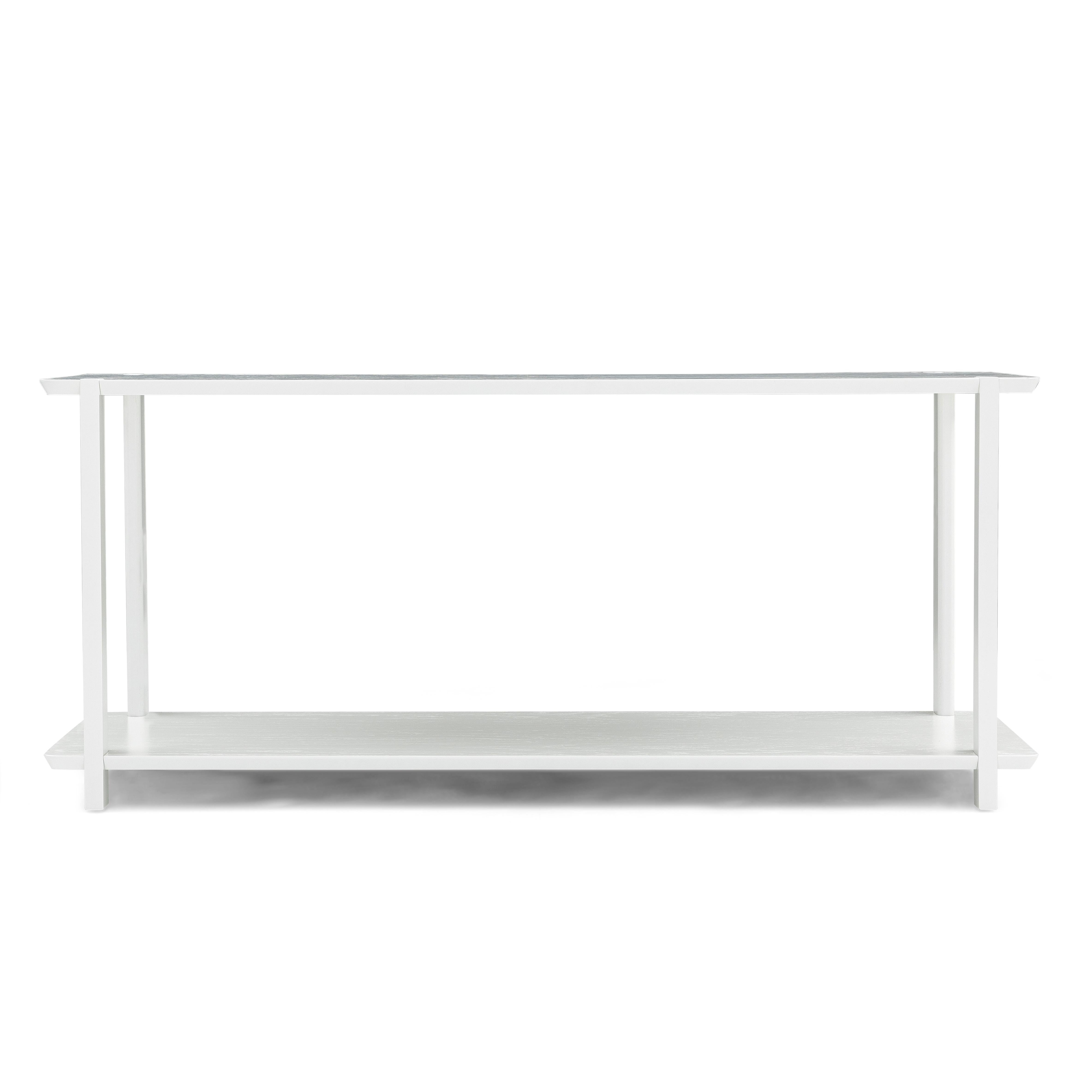 Clan Console Table in White Solid Wood 63'' In New Condition For Sale In Miami, FL