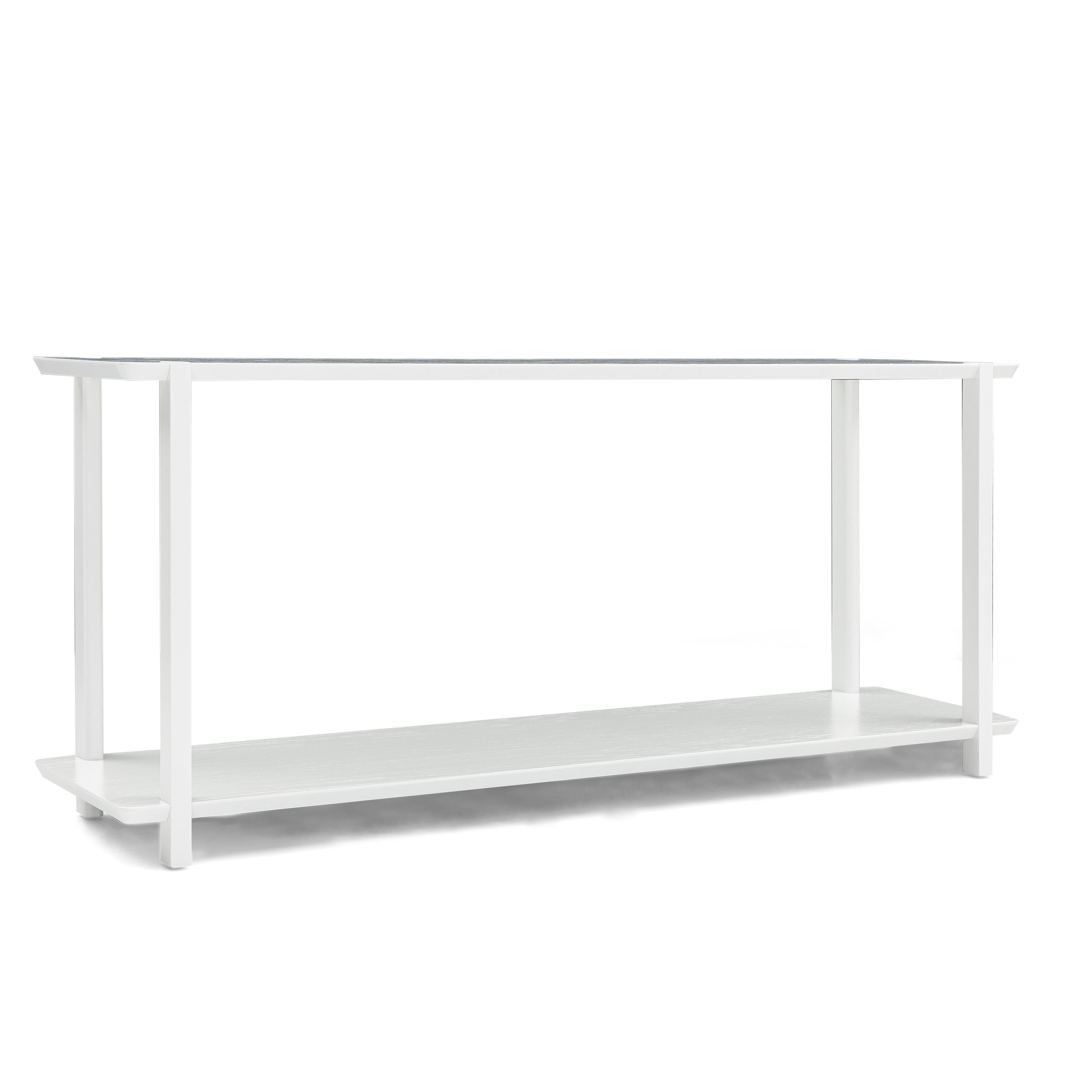 Contemporary Clan Console Table in White Solid Wood 63'' For Sale