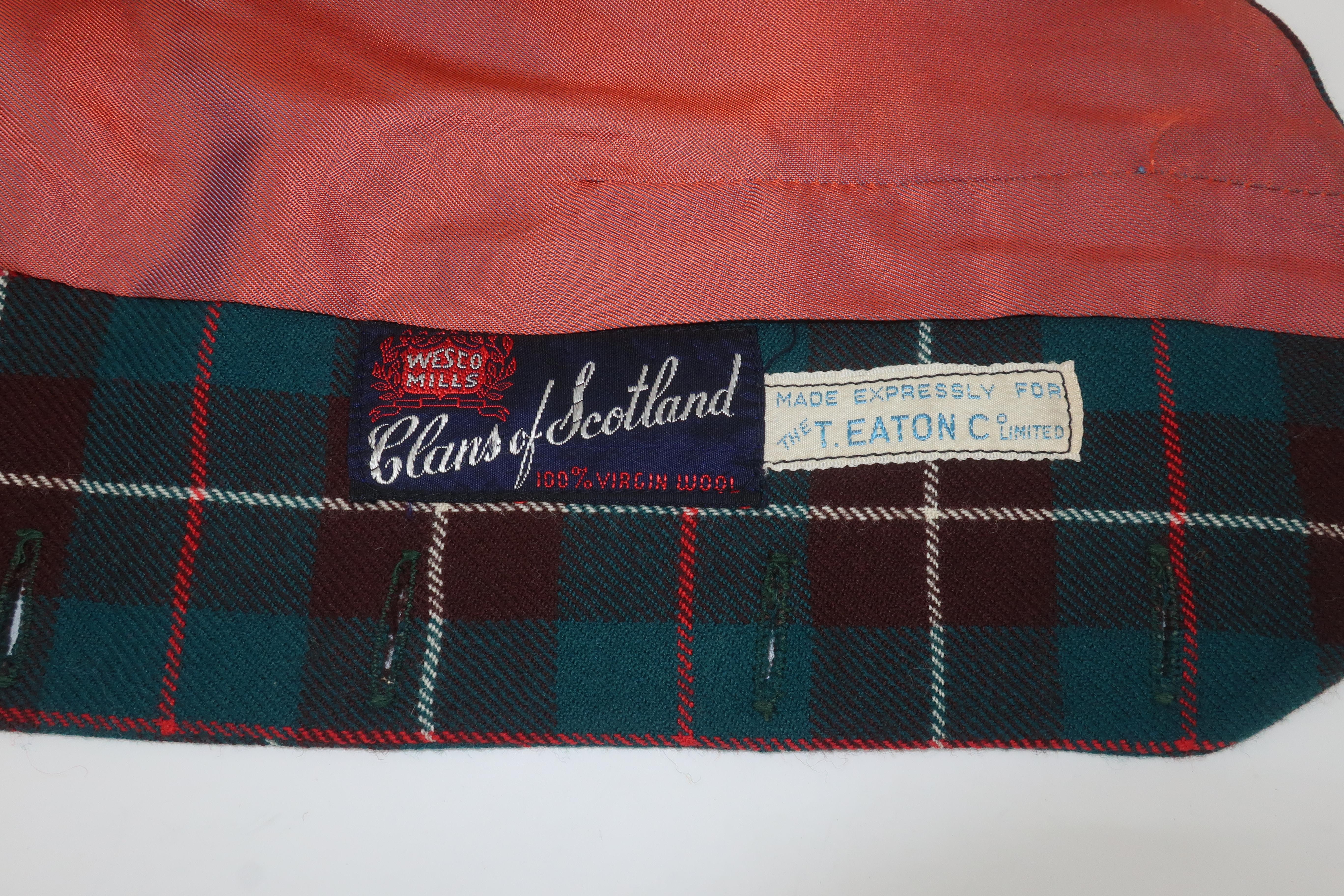 Clans of Scotland Wool Plaid Vest & Kilt Dress, 1950's 2