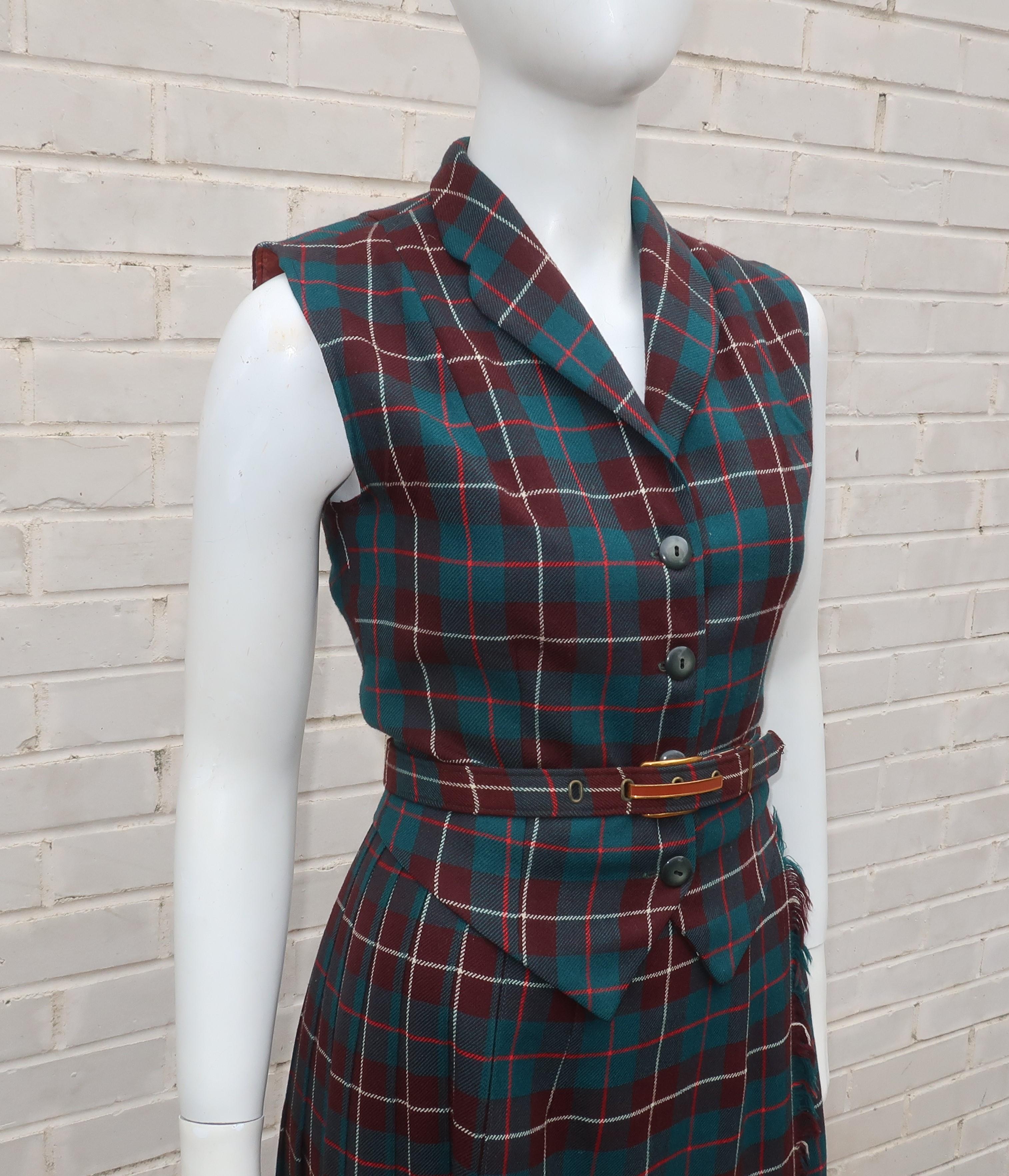 plaid vest dress