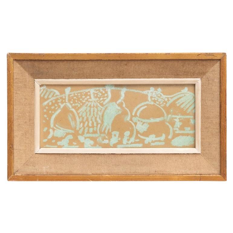Clapera Maya Framed Artwork from Spain, circa 1950